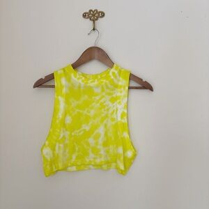 Lululemon All Yours Cropped Tie Dye Cotton Tank Top Sz 6 Yellow